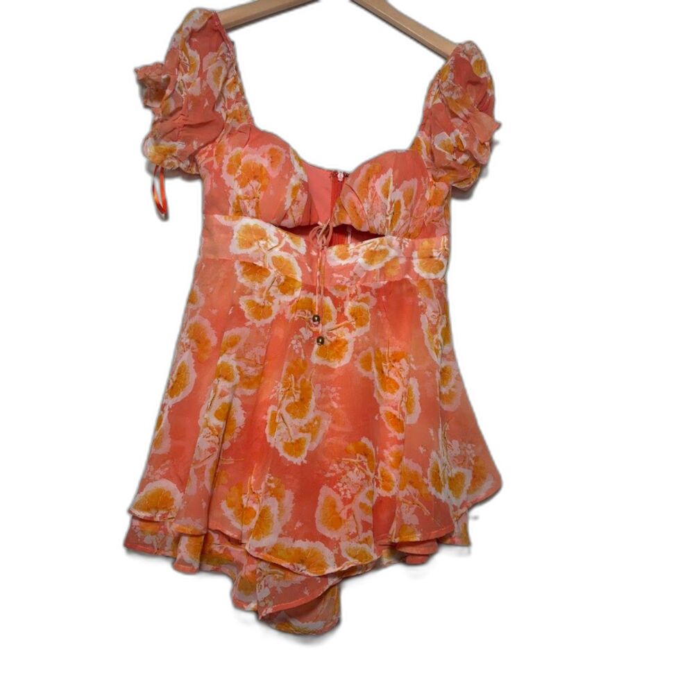 Saints & Secrets Romper Playsuit Peach floral one piece vacation NWT Size Large - Picture 2 of 5